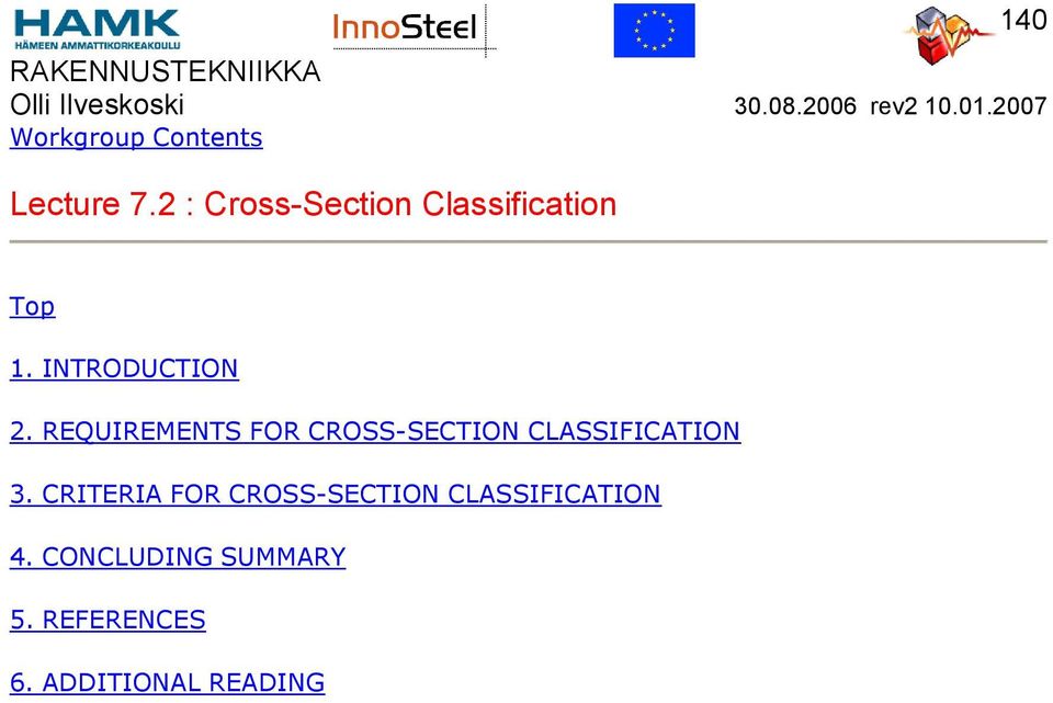 REQUIREMENTS FOR CROSS-SECTION CLASSIFICATION 3.