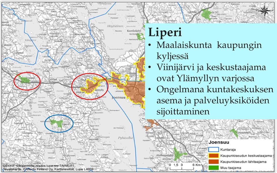 varjossa Ongelmana kuntakeskuksen asema ja