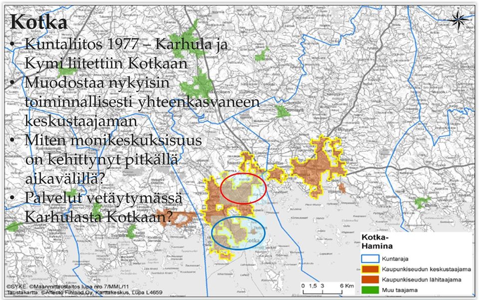 yhteenkasvaneen keskustaajaman Miten monikeskuksisuus on