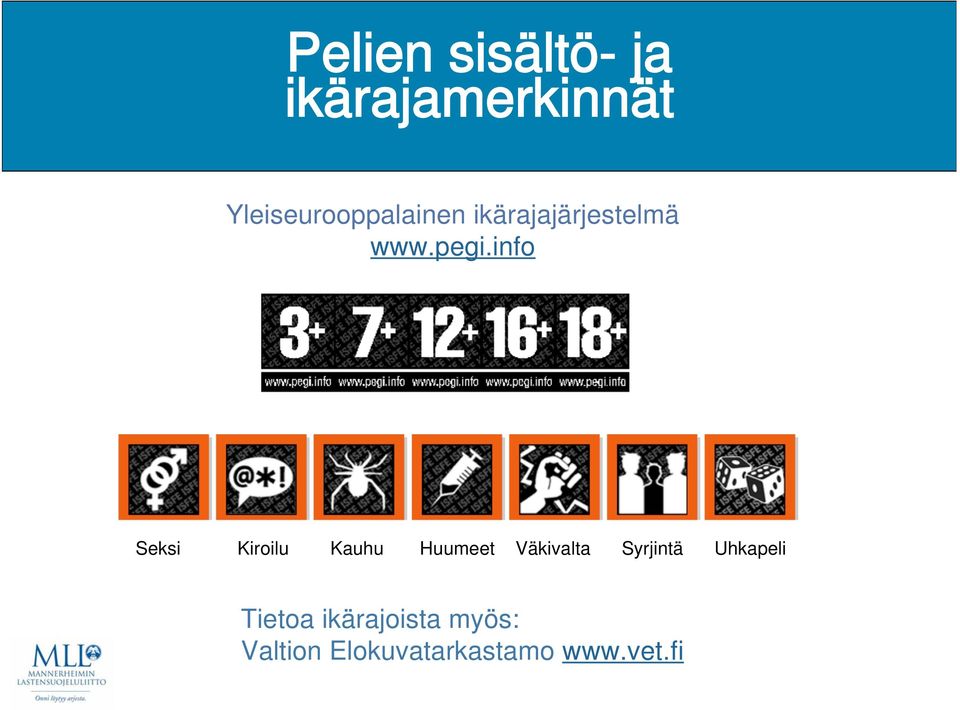 info Seksi Kiroilu Kauhu Huumeet Väkivalta Syrjintä