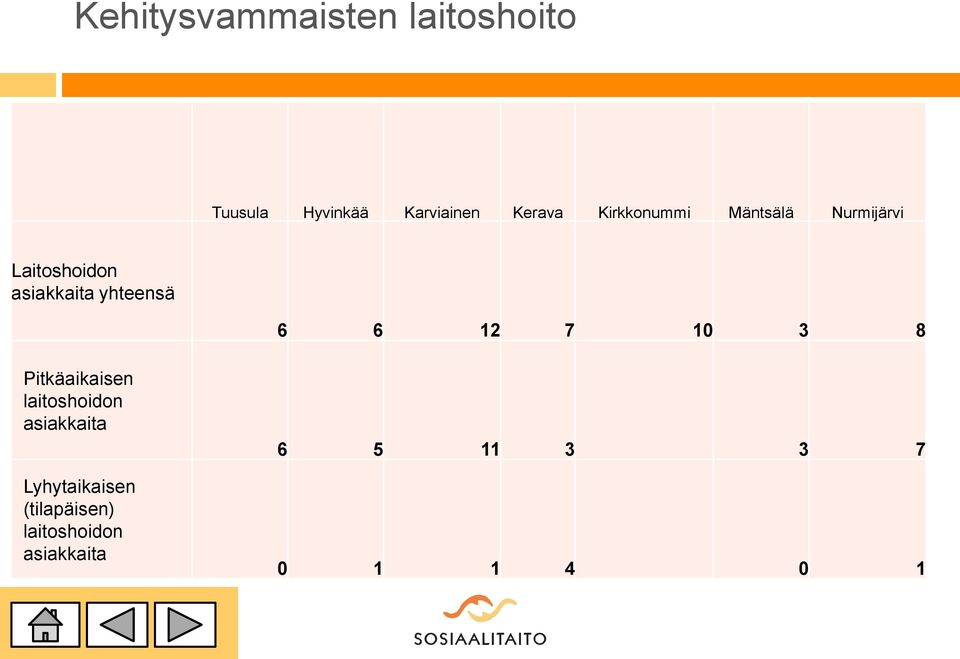 6 6 12 7 10 3 8 Pitkäaikaisen laitoshoidon asiakkaita
