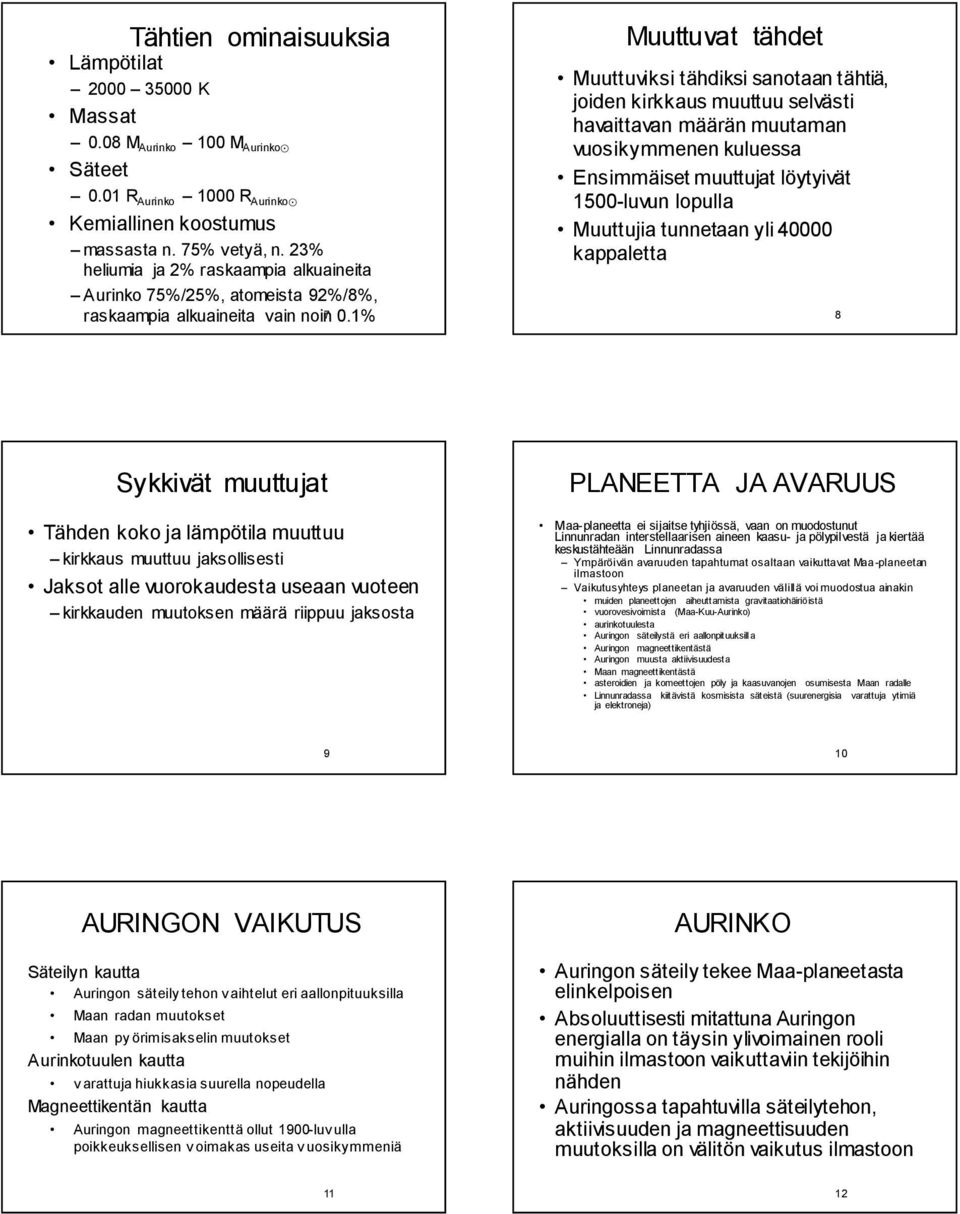 kuluessa Ensimmäiset muuttujat löytyivät 1500-luvun lopulla Muuttujia tunnetaan yli 40000 kappaletta raskaampia alkuaineita vain noin 7 0.