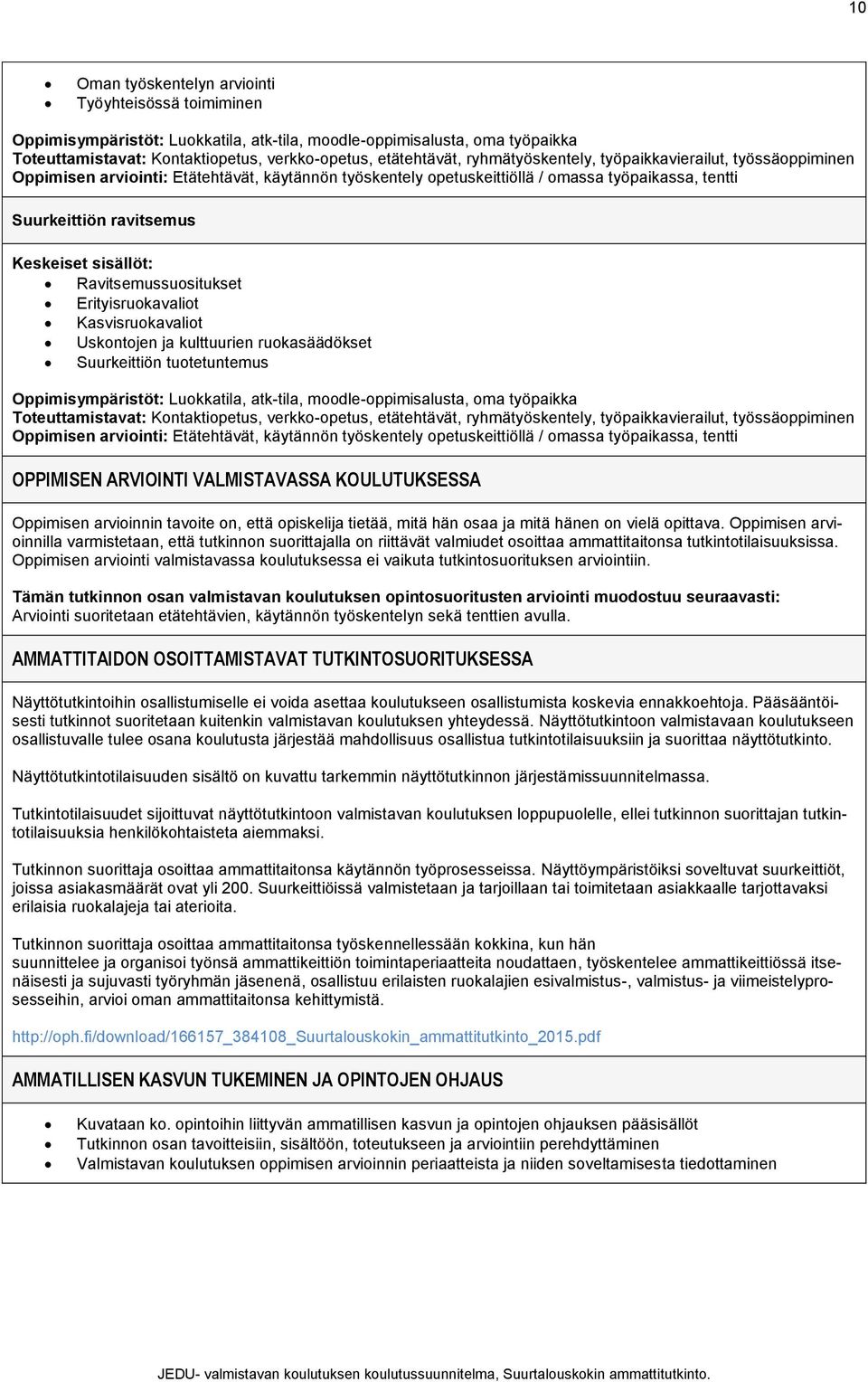 Oppimisen arvioinnilla varmistetaan, että tutkinnon suorittajalla on riittävät valmiudet osoittaa ammattitaitonsa tutkintotilaisuuksissa.