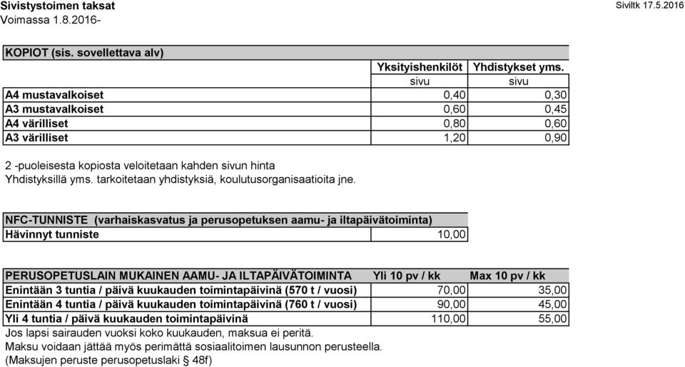 tarkoitetaan yhdistyksiä, koulutusorganisaatioita jne.