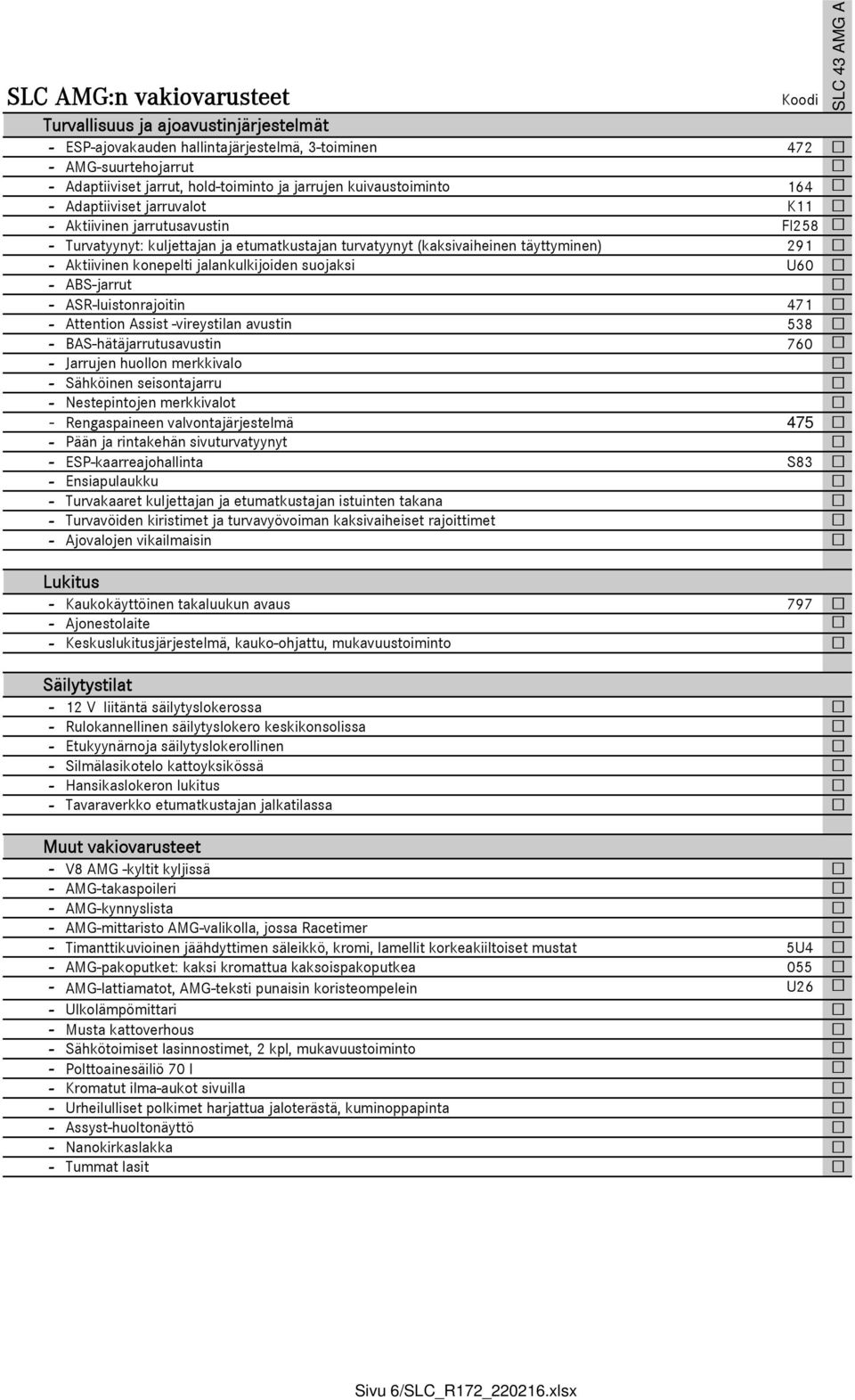 jalankulkijoiden suojaksi U60 - ABS-jarrut - ASR-luistonrajoitin 471 - Attention Assist -vireystilan avustin 538 - BAS-hätäjarrutusavustin 760 - Jarrujen huollon merkkivalo - Sähköinen seisontajarru