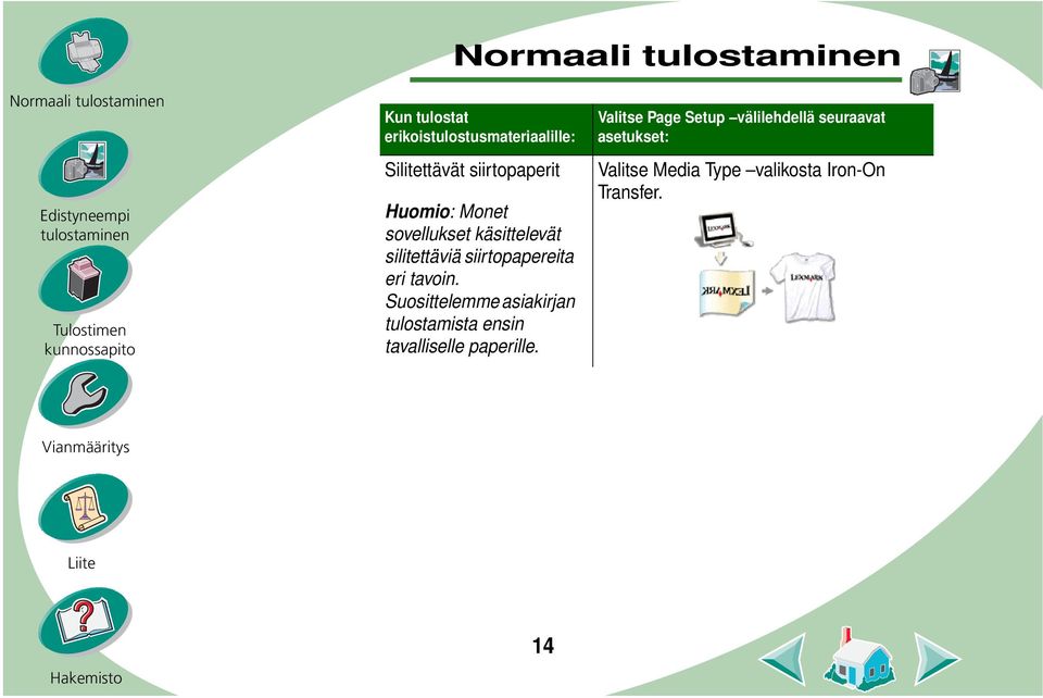 eri tavoin. Suosittelemme asiakirjan tulostamista ensin tavalliselle paperille.