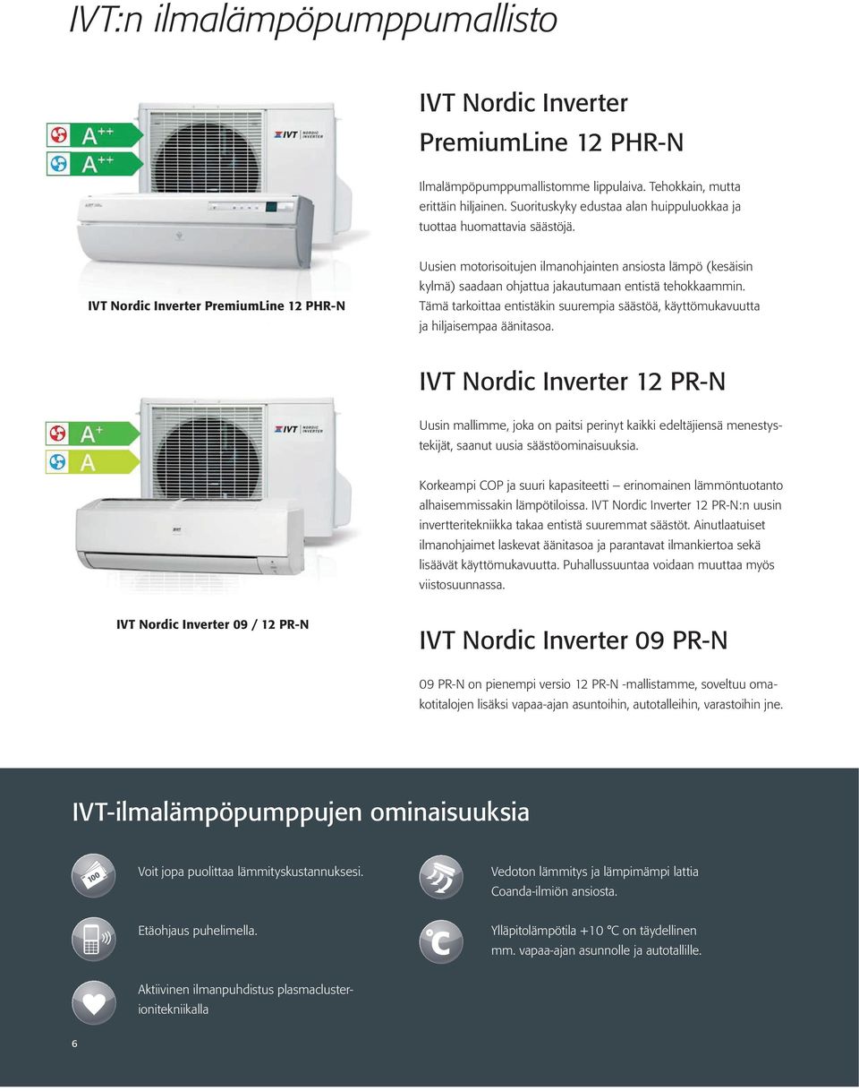 IVT Nordic Inverter PremiumLine 12 PHR-N Uusien motorisoitujen ilmanohjainten ansiosta lämpö (kesäisin kylmä) saadaan ohjattua jakautumaan entistä tehokkaammin.