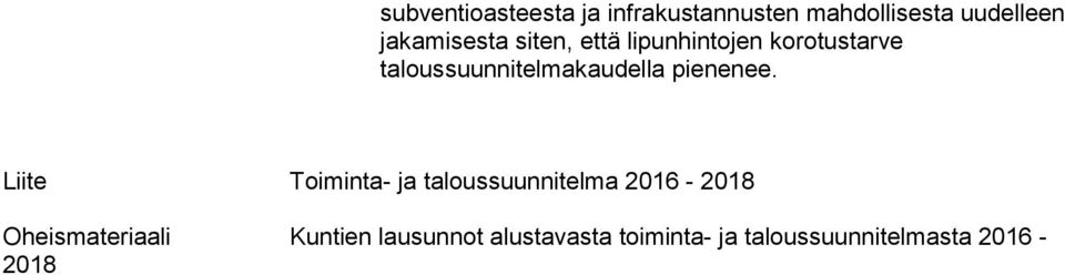 taloussuunnitelmakaudella pienenee.