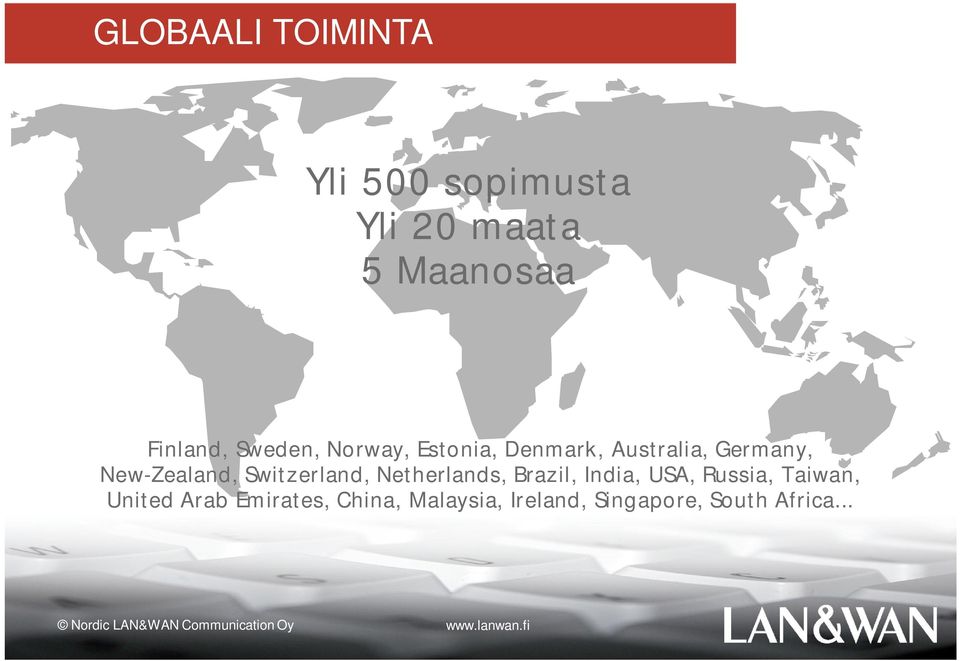 New-Zealand, Switzerland, Netherlands, Brazil, India, USA, Russia,