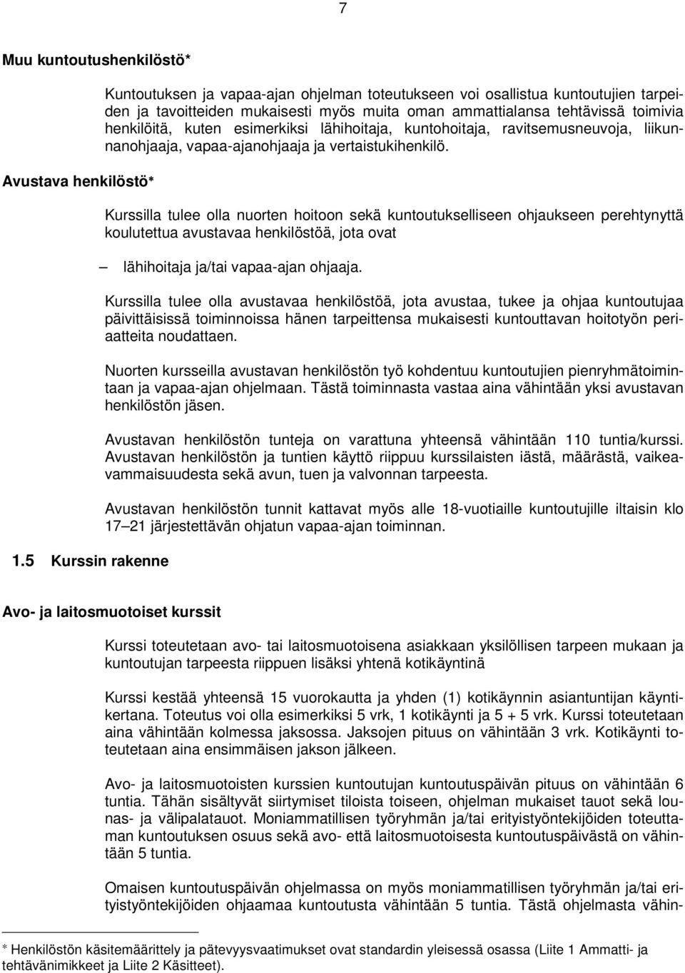 esimerkiksi lähihoitaja, kuntohoitaja, ravitsemusneuvoja, liikunnanohjaaja, vapaa-ajanohjaaja ja vertaistukihenkilö.