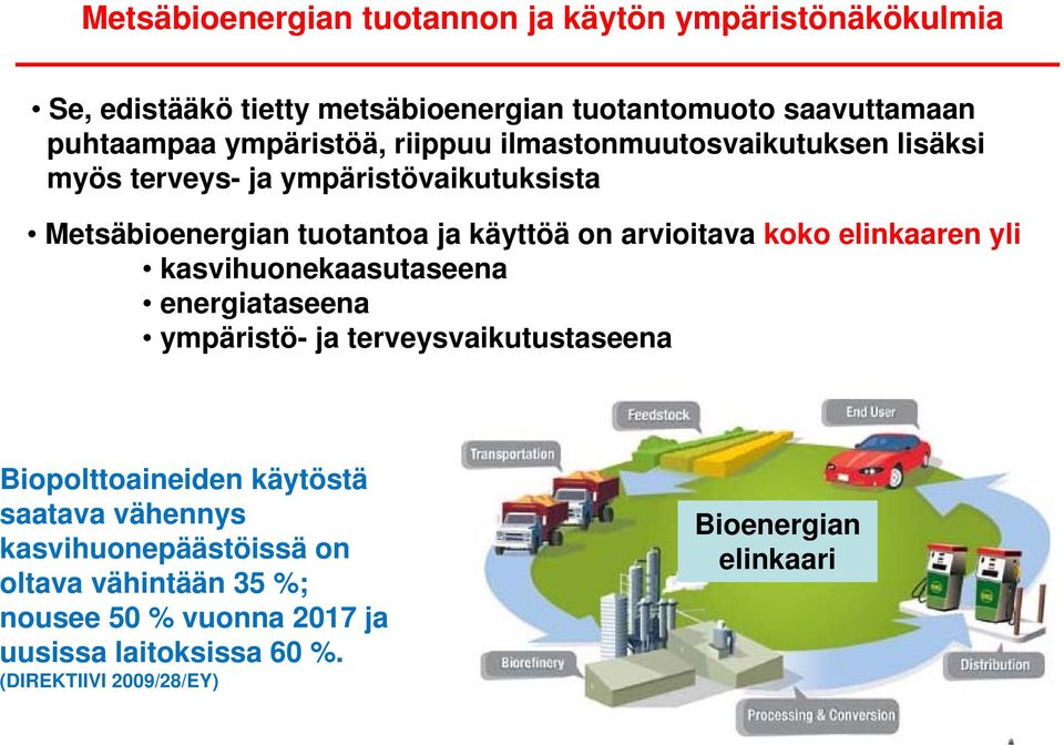arvioitava koko elinkaaren yli kasvihuonekaasutaseena energiataseena ympäristö- ja terveysvaikutustaseena Biopolttoaineiden käytöstä saatava