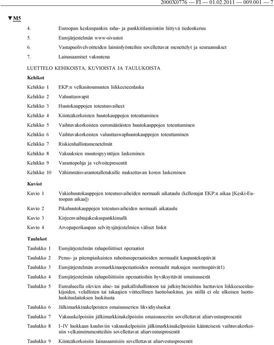 Lainasaamiset vakuutena LUETTELO KEHIKOISTA, KUVIOISTA JA TAULUKOISTA Kehikot Kehikko 1 Kehikko 2 Kehikko 3 Kehikko 4 Kehikko 5 Kehikko 6 Kehikko 7 Kehikko 8 Kehikko 9 Kehikko 10 EKP:n