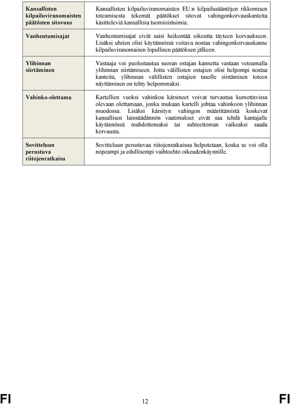 Lisäksi uhrien olisi käytännössä voitava nostaa vahingonkorvauskanne kilpailuviranomaisen lopullisen päätöksen jälkeen.