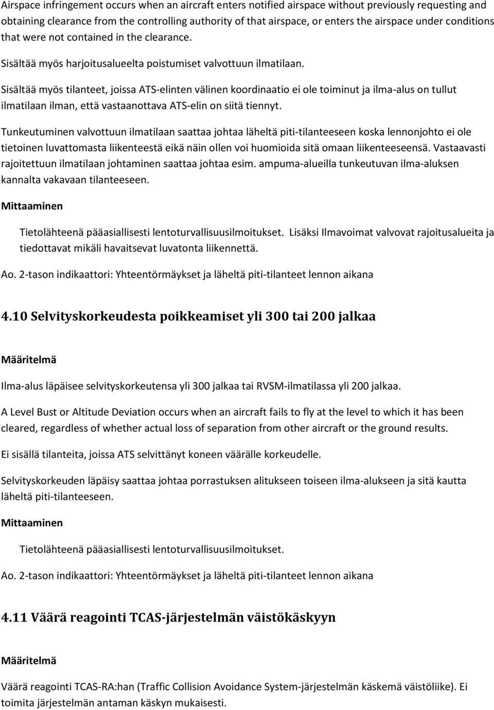 Sisältää myös tilanteet, joissa ATS-elinten välinen koordinaatio ei ole toiminut ja ilma-alus on tullut ilmatilaan ilman, että vastaanottava ATS-elin on siitä tiennyt.