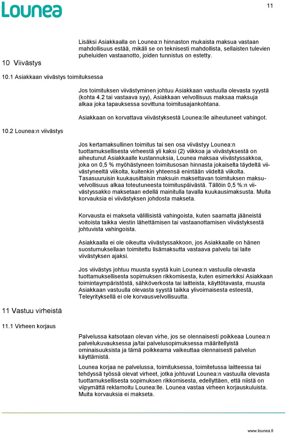 2 tai vastaava syy), Asiakkaan velvollisuus maksaa maksuja alkaa joka tapauksessa sovittuna toimitusajankohtana. Asiakkaan on korvattava viivästyksestä Lounea:lle aiheutuneet vahingot.