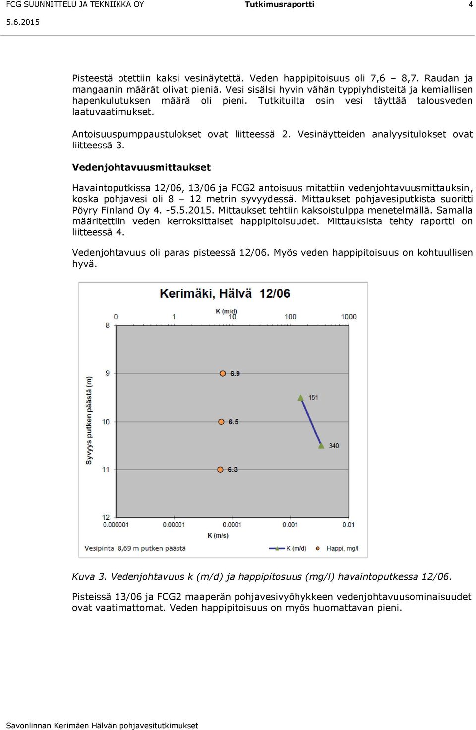 Vesinäytteiden analyysitulokset ovat liitteessä 3.