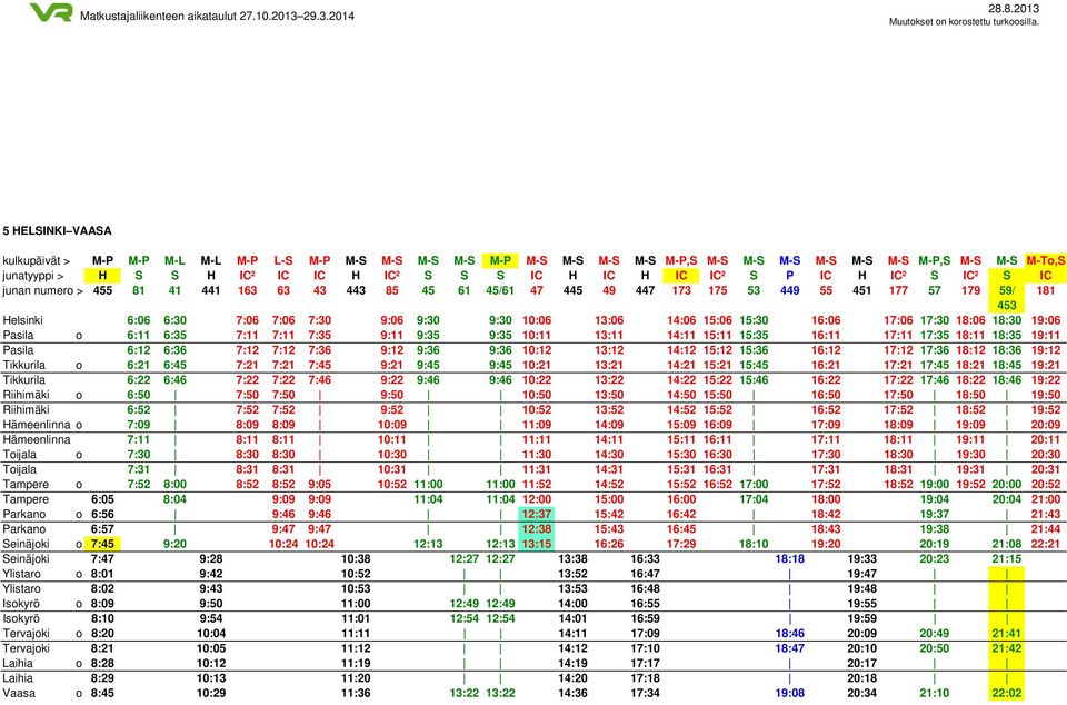 10:06 13:06 14:06 15:06 15:30 16:06 17:06 17:30 18:06 18:30 19:06 Pasila o 6:11 6:35 7:11 7:11 7:35 9:11 9:35 9:35 10:11 13:11 14:11 15:11 15:35 16:11 17:11 17:35 18:11 18:35 19:11 Pasila 6:12 6:36