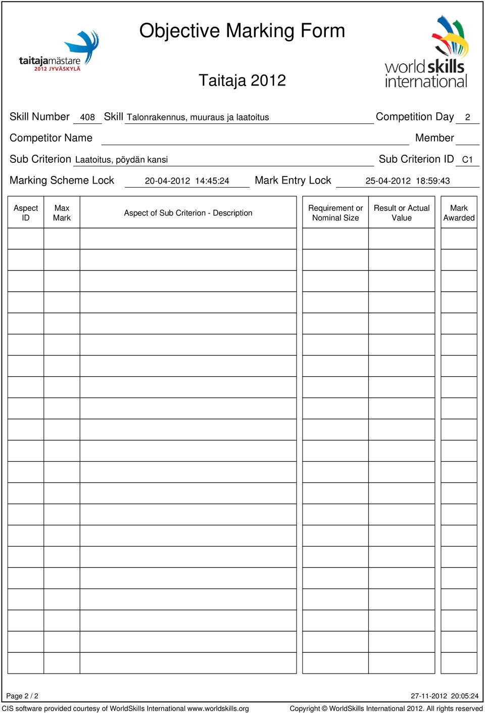 Sub Criterion C1 ing Scheme Lock 20-04-2012 14:45:24 Entry Lock