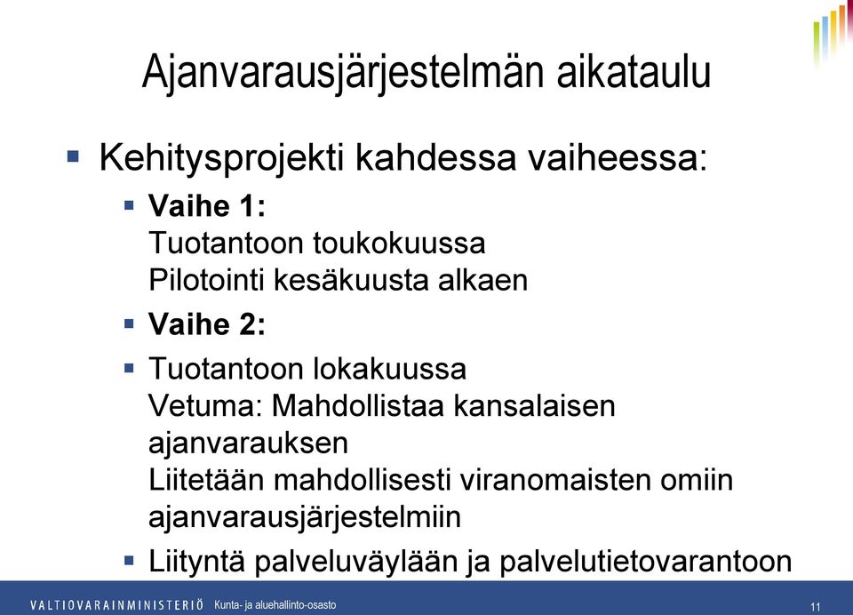 lokakuussa Vetuma: Mahdollistaa kansalaisen ajanvarauksen Liitetään mahdollisesti