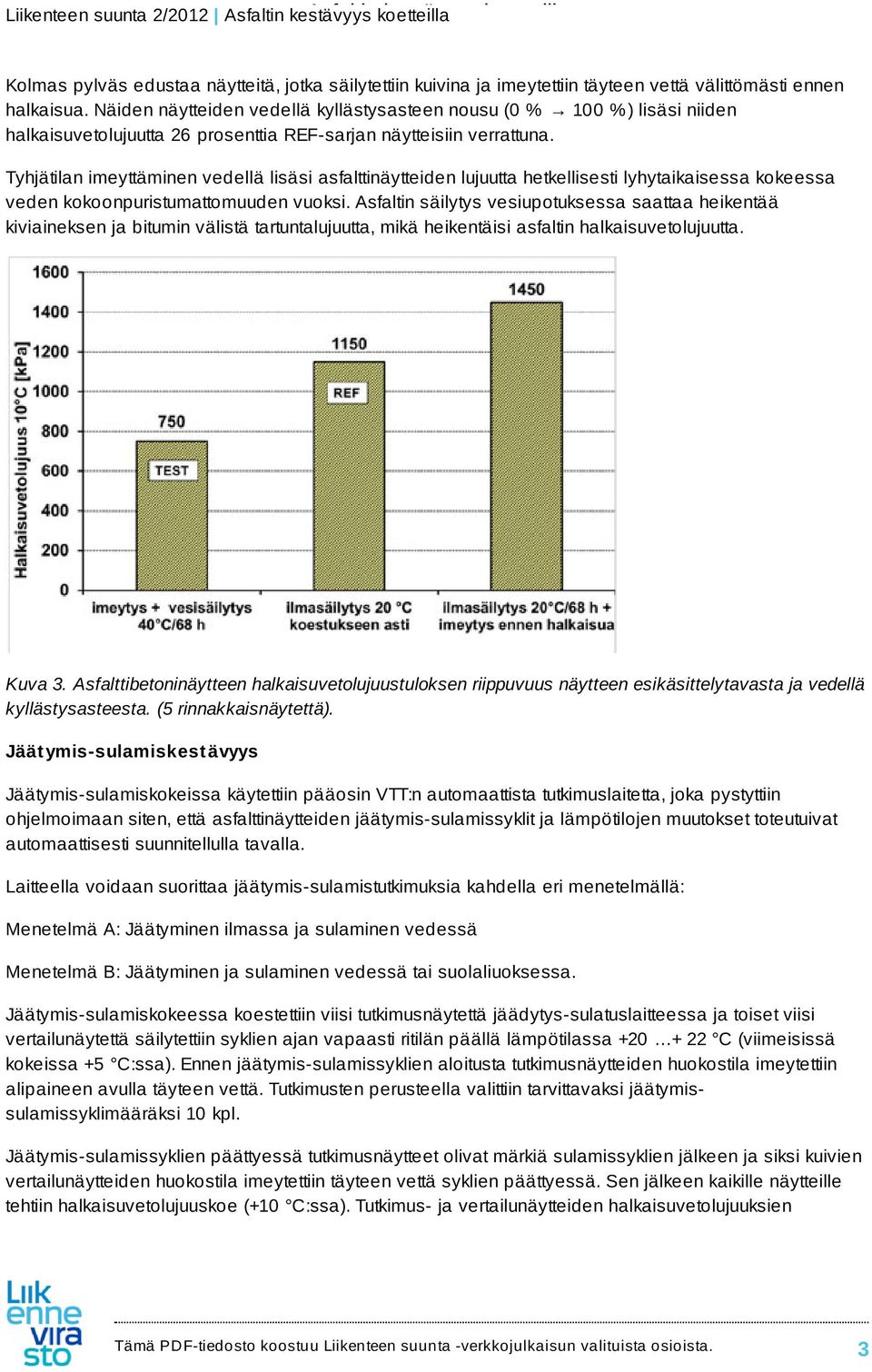 Tyhjätilan imeyttäminen vedellä lisäsi asfalttinäytteiden lujuutta hetkellisesti lyhytaikaisessa kokeessa veden kokoonpuristumattomuuden vuoksi.