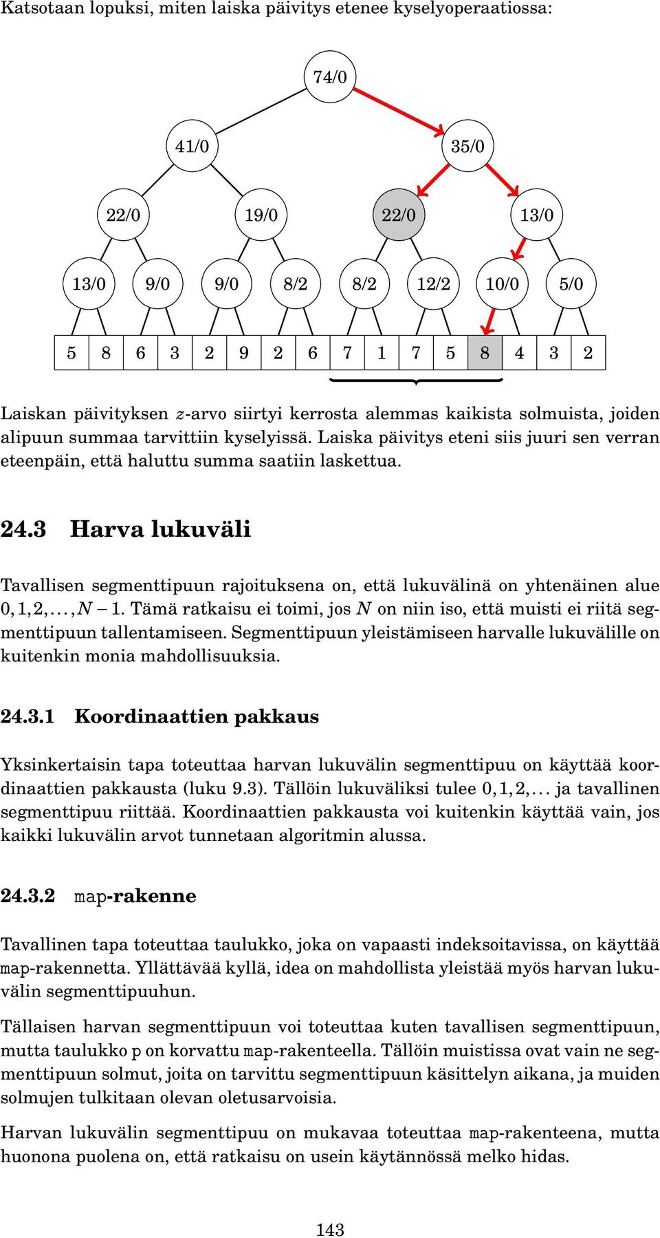 3 Harva lukuväli Tavallisen segmenttipuun rajoituksena on, että lukuvälinä on yhtenäinen alue 0,1,2,..., N 1.