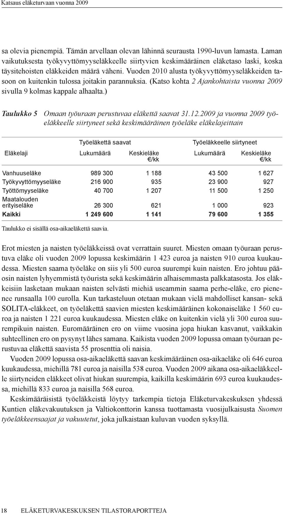 Vuoden 2010 alusta työkyvyttömyyseläkkeiden tasoon on kuitenkin tulossa joitakin parannuksia. (Katso kohta 2 Ajankohtaista vuonna 2009 sivulla 9 kolmas kappale alhaalta.