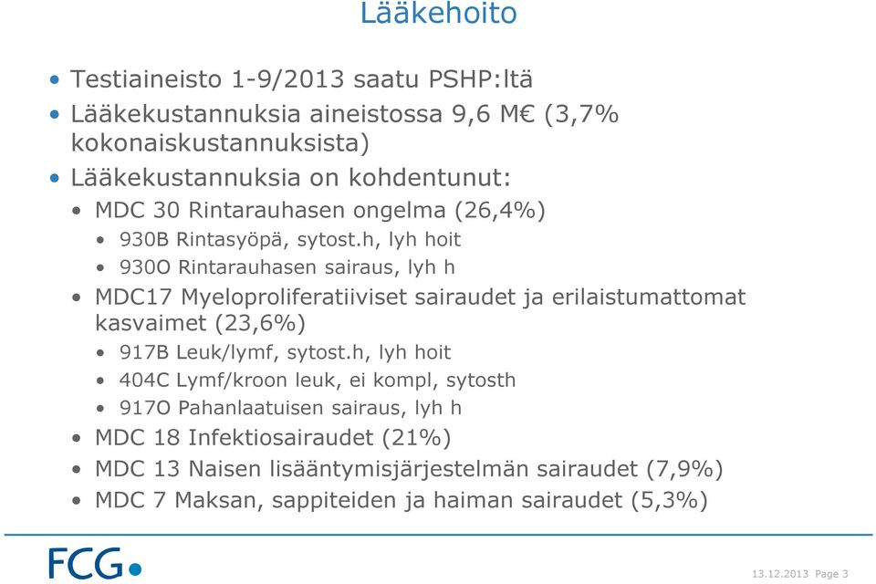 h, lyh hoit 930O Rintarauhasen sairaus, lyh h MDC17 Myeloproliferatiiviset sairaudet ja erilaistumattomat kasvaimet (23,6%) 917B Leuk/lymf, sytost.