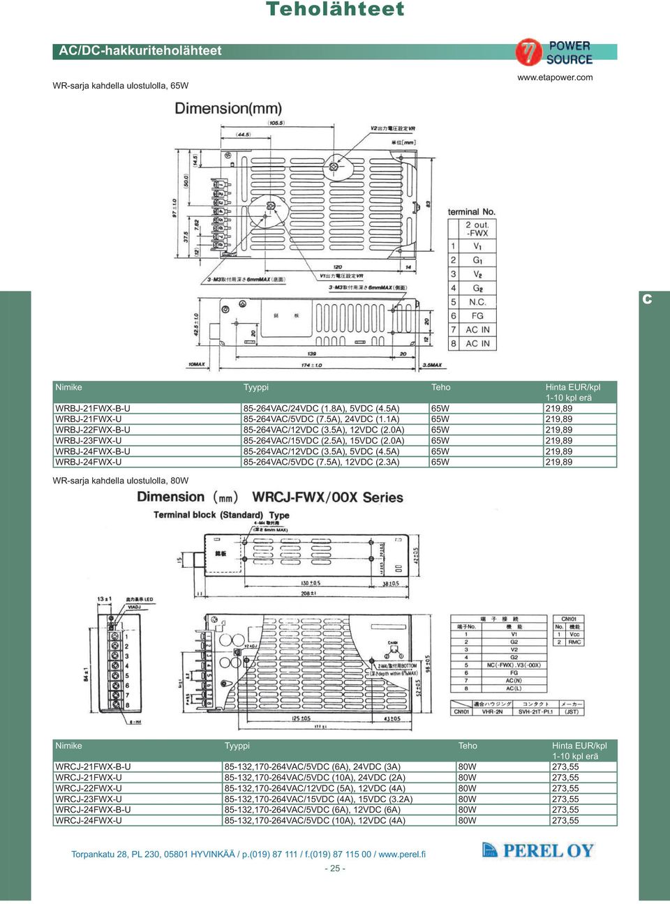 5A) 65W 219,89 WRBJ-24FWX-U 85-264VA/5VD (7.5A), 12VD (2.