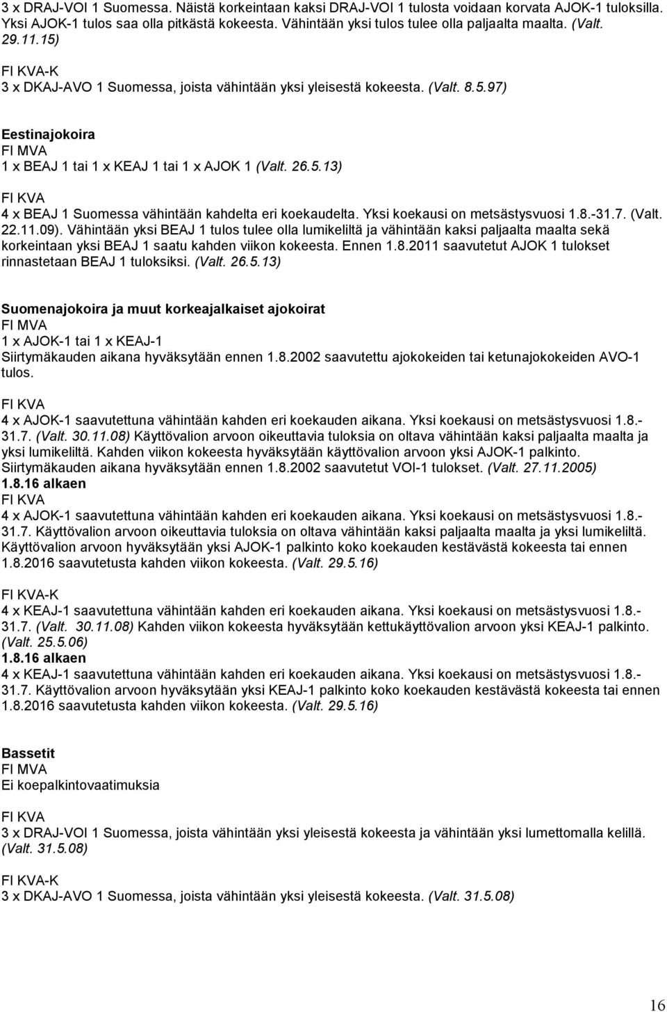 Yksi koekausi on metsästysvuosi 1.8.-31.7. (Valt. 22.11.09).
