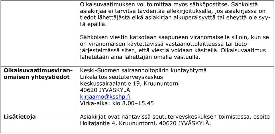 Sähköisen viestin katsotaan saapuneen viranomaiselle silloin, kun se on viranomaisen käytettävissä vastaanottolaitteessa tai tietojärjestelmässä siten, että viestiä voidaan käsitellä.