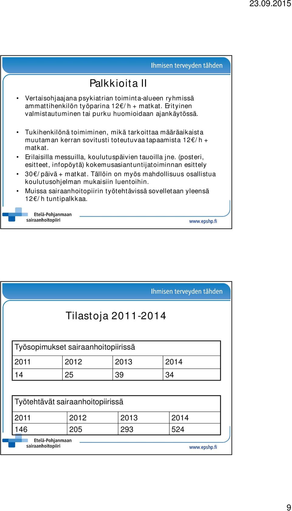 (posteri, esitteet, infopöytä) kokemusasiantuntijatoiminnan esittely 30 /päivä + matkat. Tällöin on myös mahdollisuus osallistua koulutusohjelman mukaisiin luentoihin.