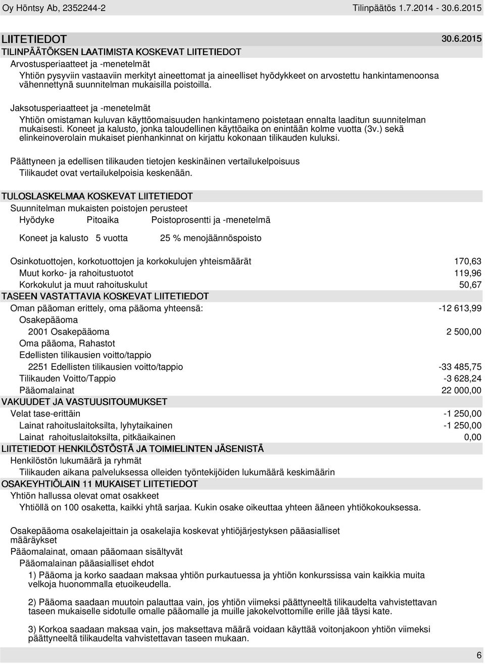 vähennettynä suunnitelman mukaisilla poistoilla. Jaksotusperiaatteet ja -menetelmät Yhtiön omistaman kuluvan käyttöomaisuuden hankintameno poistetaan ennalta laaditun suunnitelman mukaisesti.