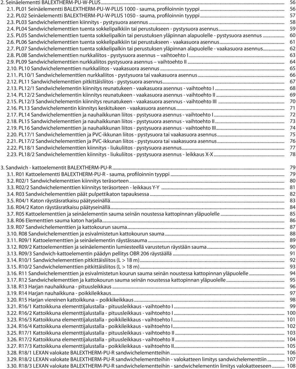 PL05 Sandwichelementtien tuenta sokkelipalkin tai perustuksen yläpinnan alapuolelle - pystysuora asennus... 2.6. PL06 Sandwichelementtien tuenta sokkelipalkkiin tai perustukseen - vaakasuora asennus.
