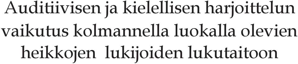 kolmannella luokalla