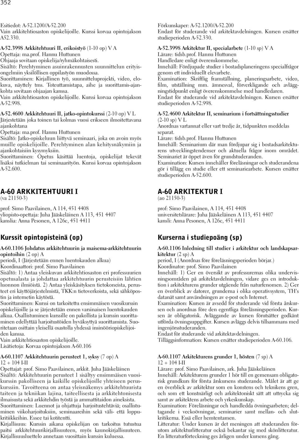 Suorittaminen: Kirjallinen työ, suunnitteluprojekti, video, elokuva, näyttely tms. Toteuttamistapa, aihe ja suorittamis-ajankohta sovitaan ohjaajan kanssa. Vain arkkitehtiosaston opiskelijoille.
