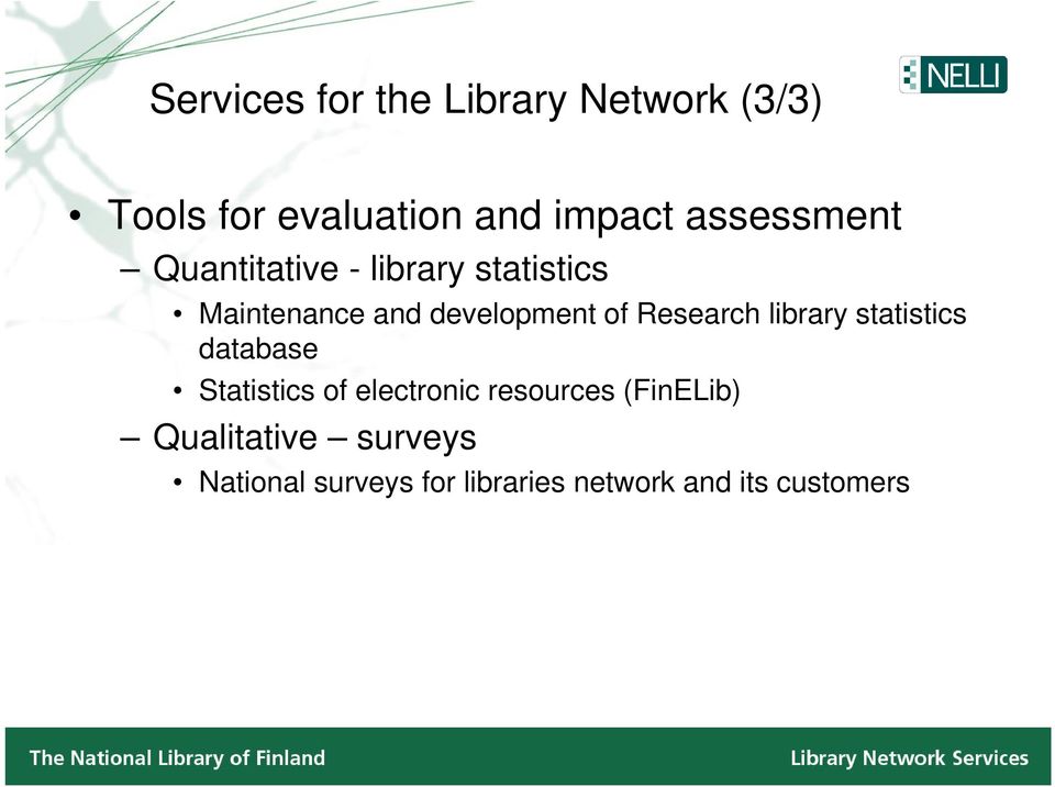 Research library statistics database Statistics of electronic resources