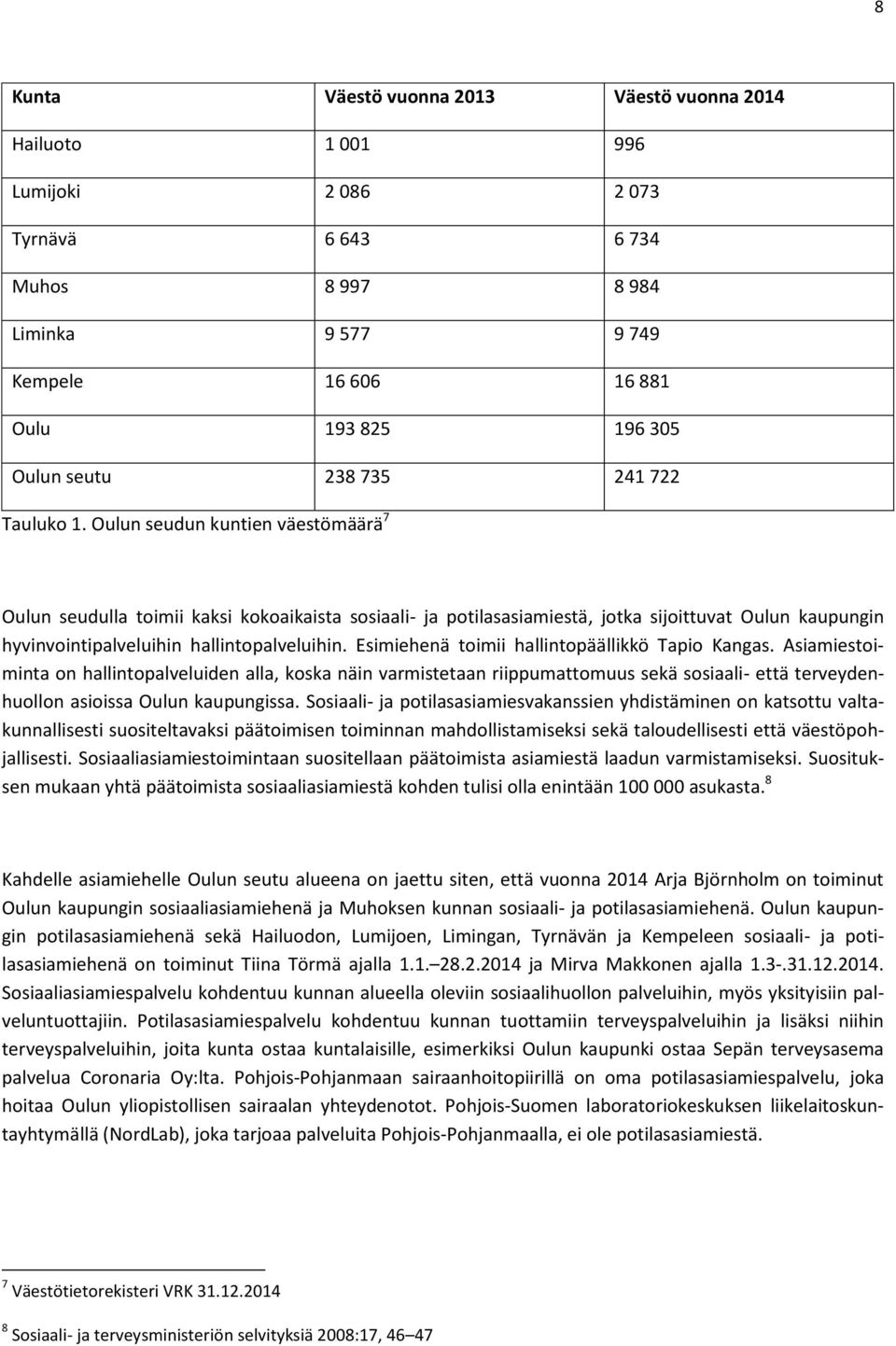 Esimiehenä toimii hallintopäällikkö Tapio Kangas. Asiamiestoiminta on hallintopalveluiden alla, koska näin varmistetaan riippumattomuus sekä sosiaali- että terveydenhuollon asioissa Oulun kaupungissa.