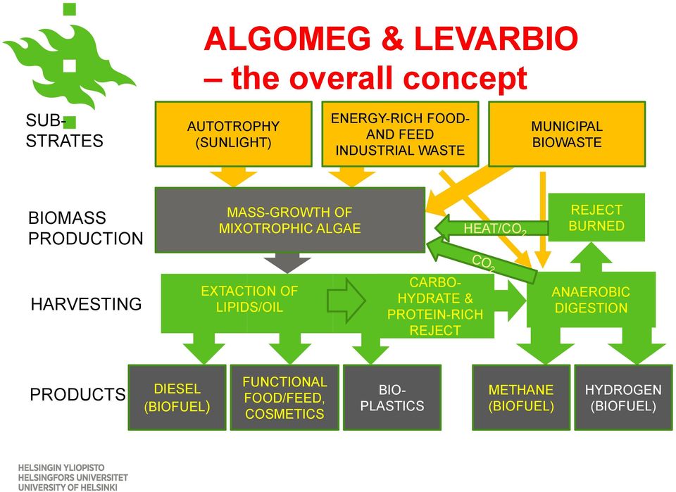REJECT BURNED HARVESTING EXTACTION OF LIPIDS/OIL CARBO- HYDRATE & PROTEIN-RICH REJECT ANAEROBIC