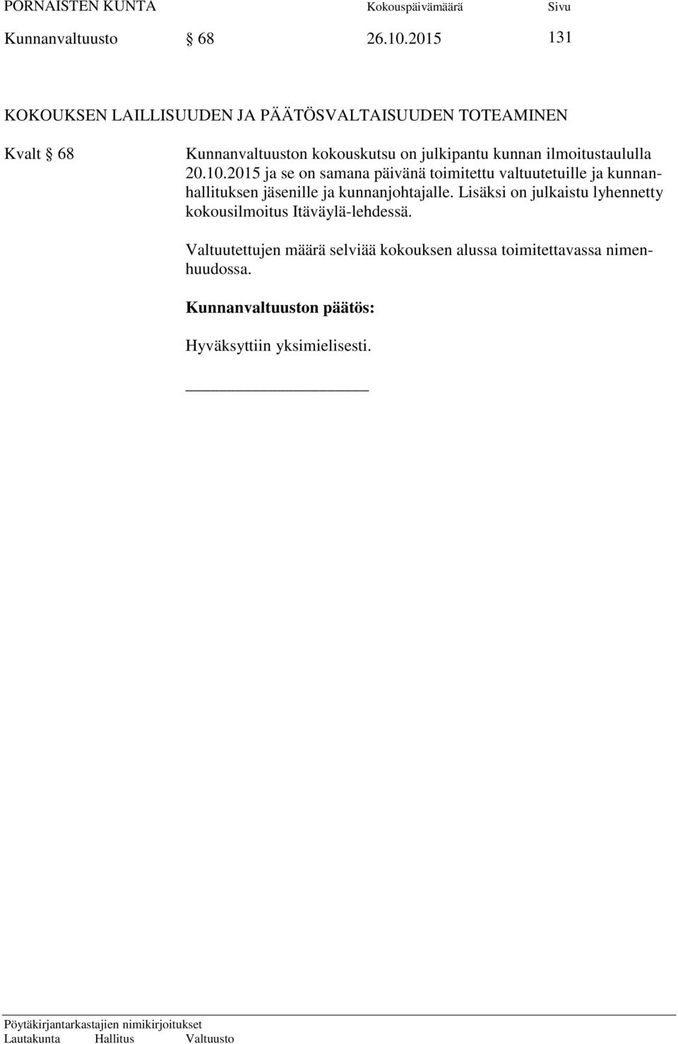 kunnan ilmoitustaululla 20.10.
