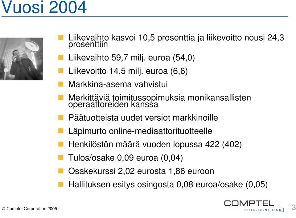 euroa (6,6) Markkina-asema vahvistui Merkittäviä toimitussopimuksia monikansallisten operaattoreiden kanssa Päätuotteista uudet