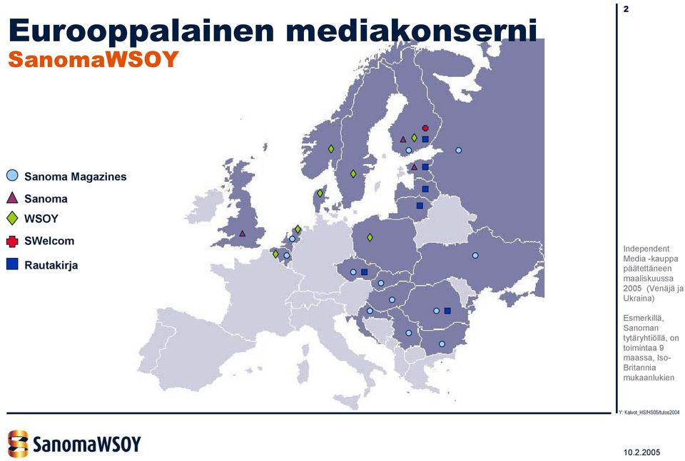 päätettäneen maaliskuussa 2005 (Venäjä ja Ukraina) Esmerkillä,