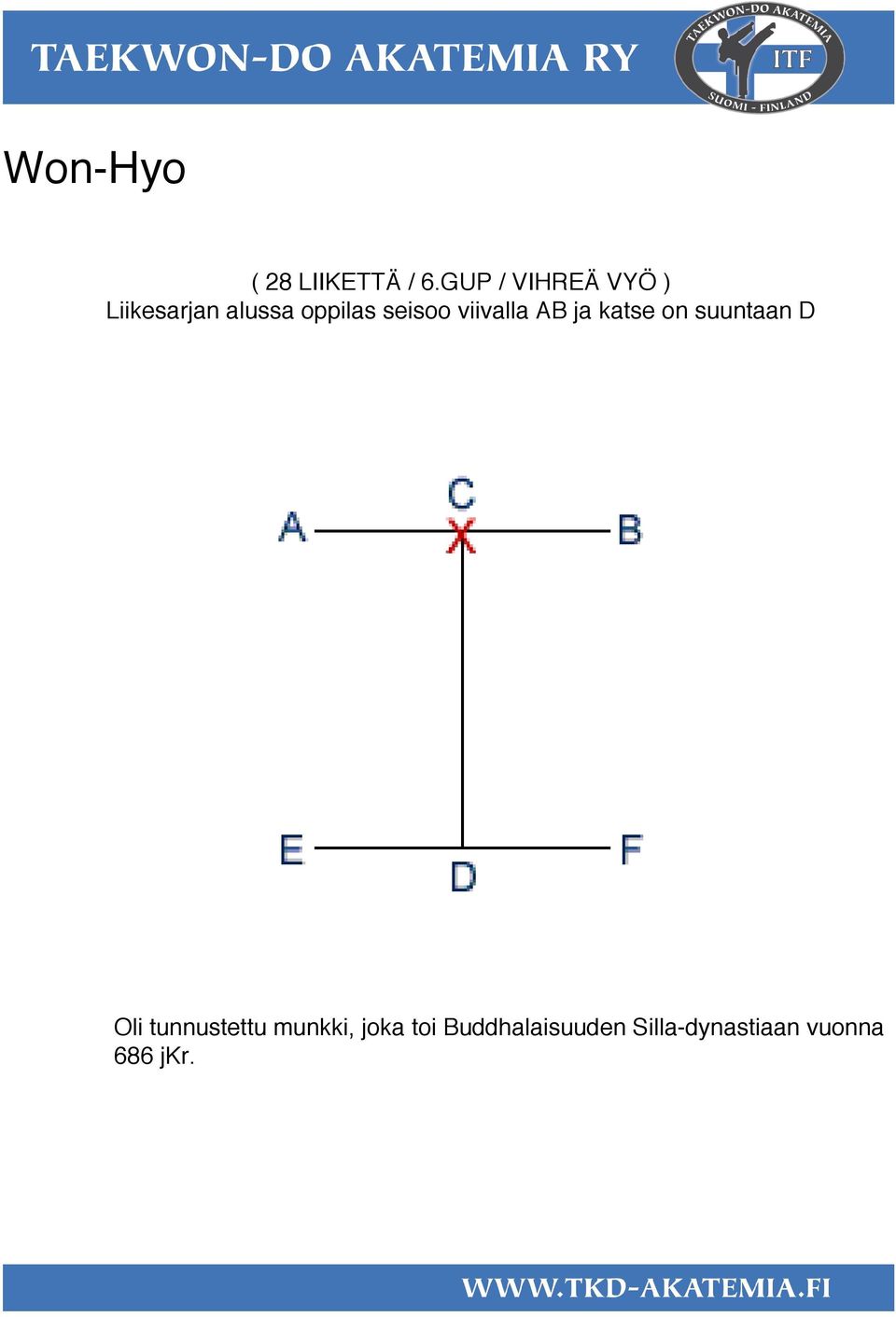 seisoo viivalla AB ja katse on suuntaan D Oli