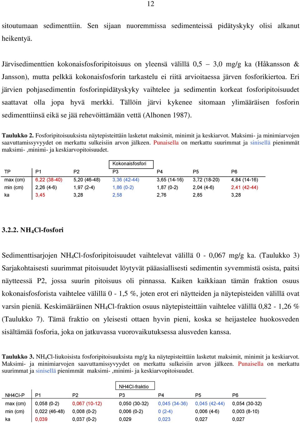 Eri järvien pohjasedimentin fosforinpidätyskyky vaihtelee ja sedimentin korkeat fosforipitoisuudet saattavat olla jopa hyvä merkki.