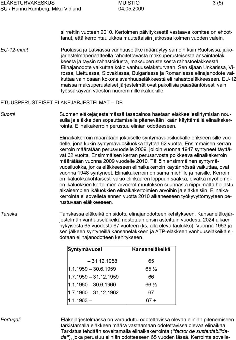 maksuperusteisesta rahastoeläkkeestä. Elinajanodote vaikuttaa koko vanhuuseläketurvaan.