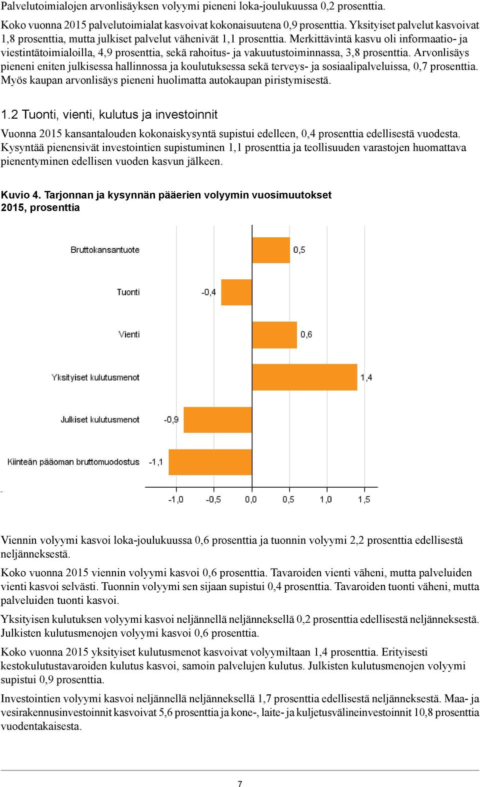 Merkittävintä kasvu oli informaatio- ja viestintätoimialoilla, 4,9 prosenttia, sekä rahoitus- ja vakuutustoiminnassa, 3,8 prosenttia.