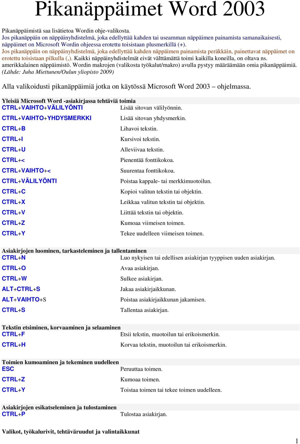 Jos pikanäppäin on näppäinyhdistelmä, joka edellyttää kahden näppäimen painamista peräkkäin, painettavat näppäimet on erotettu toisistaan pilkulla (,).