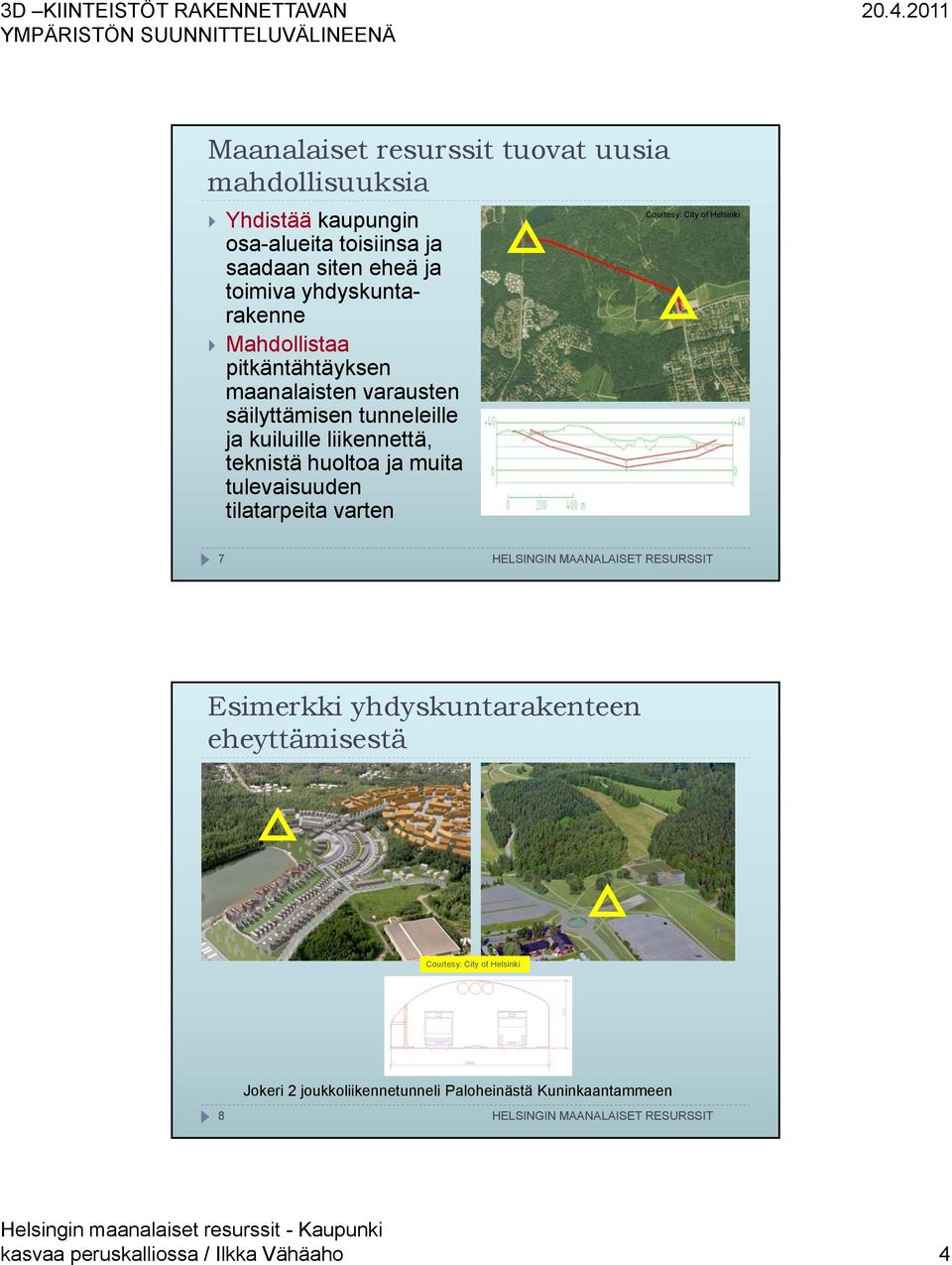 teknistä huoltoa ja muita tulevaisuuden tilatarpeita varten Courtesy: City of Helsinki 7 Esimerkki yhdyskuntarakenteen