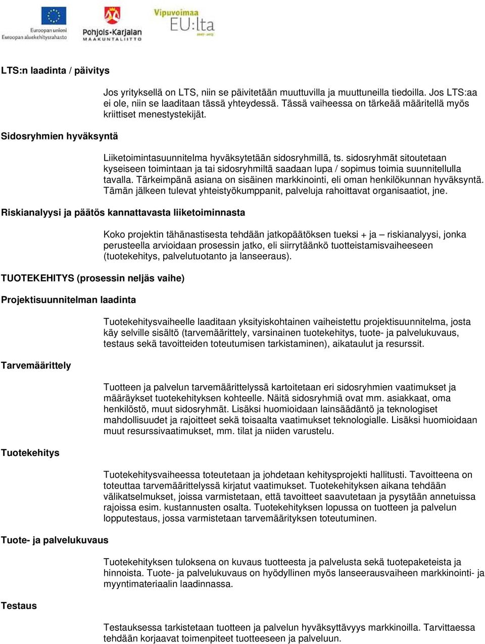 sidosryhmät sitoutetaan kyseiseen toimintaan ja tai sidosryhmiltä saadaan lupa / sopimus toimia suunnitellulla tavalla. Tärkeimpänä asiana on sisäinen markkinointi, eli oman henkilökunnan hyväksyntä.