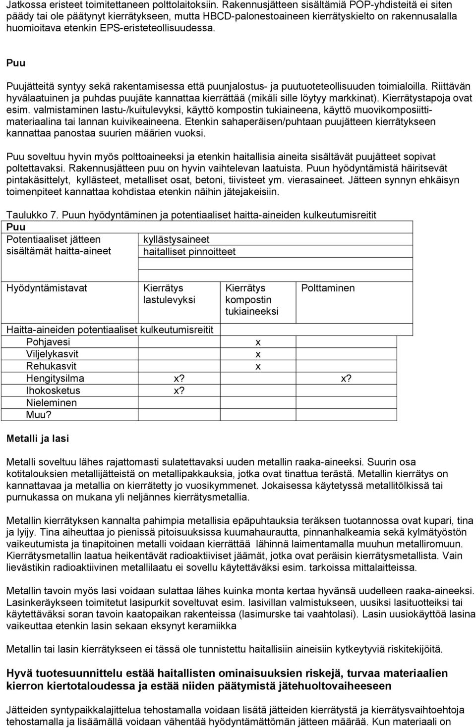 Puu Puujätteitä syntyy sekä rakentamisessa että puunjalostus- ja puutuoteteollisuuden toimialoilla. Riittävän hyvälaatuinen ja puhdas puujäte kannattaa kierrättää (mikäli sille löytyy markkinat).