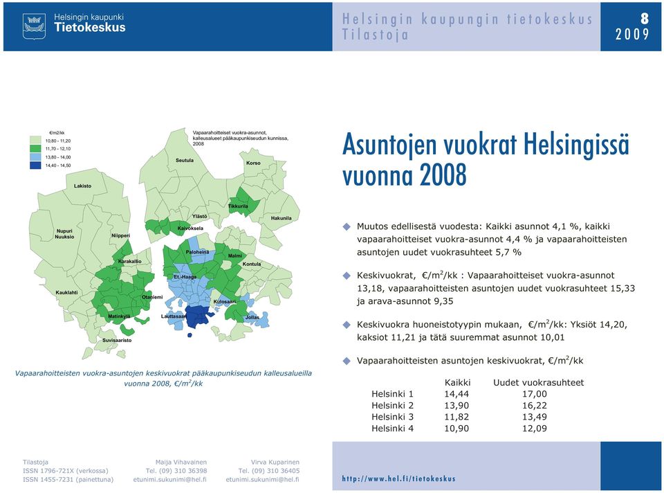 -Haaga Malmi Kulosaari Kontula Hakunila Muutos edellisestä vuodesta: Kaikki asunnot,1 %, kaikki vapaarahoitteiset vuokra-asunnot, % ja vapaarahoitteisten asuntojen uudet vuokrasuhteet 5,7 %